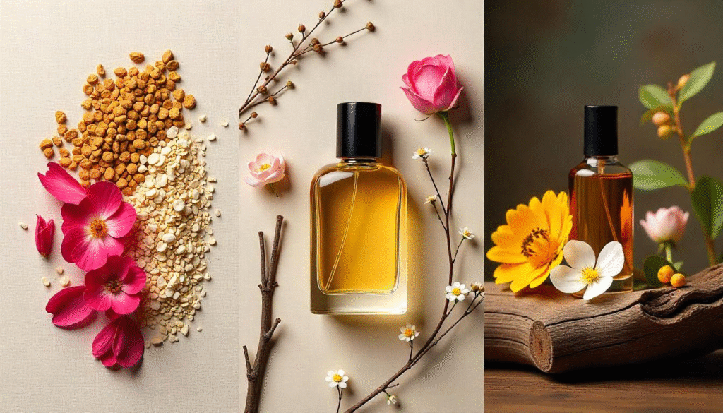woody spicy scents Ingredients used in crafting woody floral perfumes sandalwood, rose, jasmine, vetiver