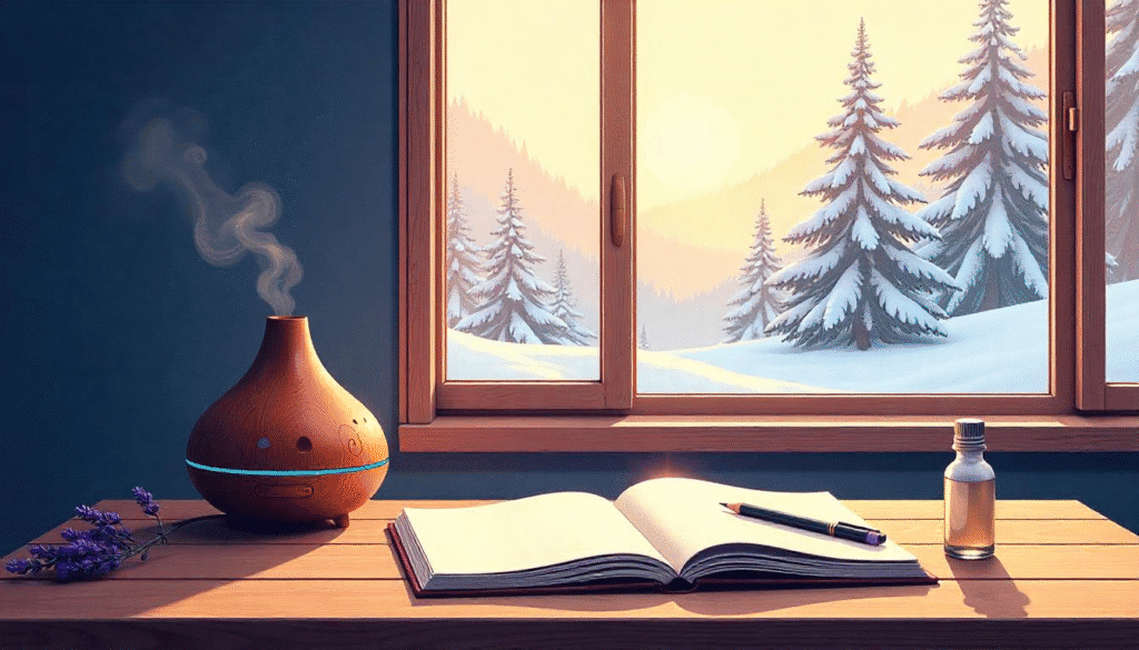 benefits of aroma therapy Morning aromatherapy session with lavender oil and diffuser