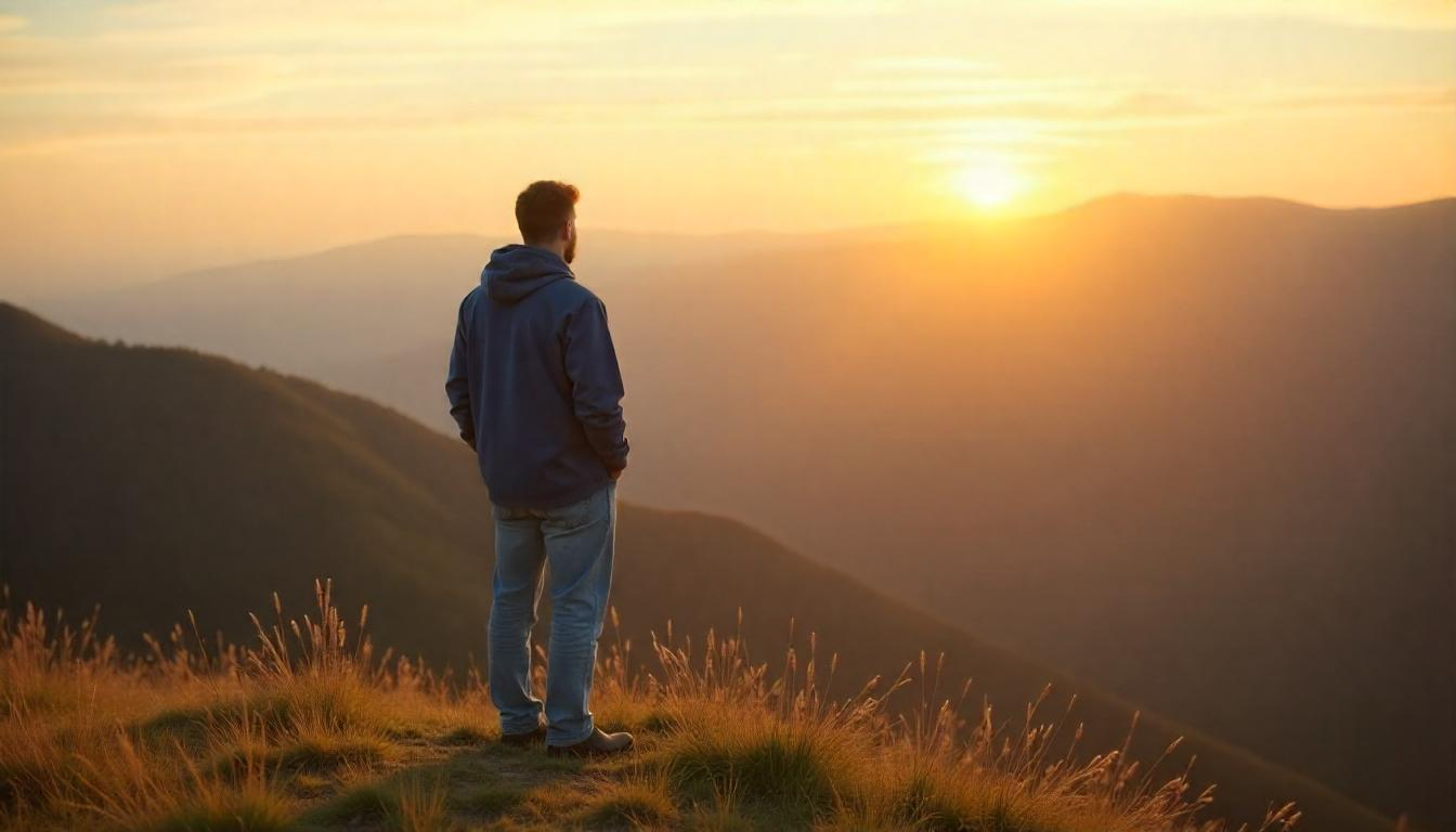 Individual on mountaintop at sunrise, symbolizing mental strength and the spirit captured in mental health motivation quotes.